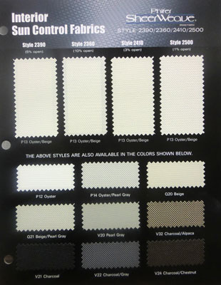 Phifer Sheerweave Phifer SheerWeave Style 2390 2410 Sample Card 